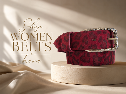 Utah-2007 Red Women’s Printed Sueded Leather Belt